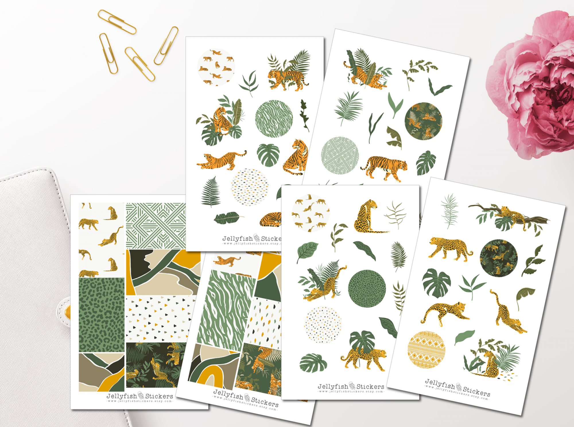 Leopard und Tiger Sticker Set